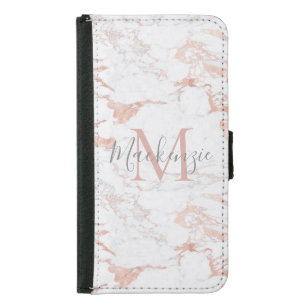 Chic Blush Pink   Rose Gold Foil Monogram Samsung Galaxy S5 Wallet Case