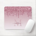 Chic Blush Pink Rose Gold Glitter Sparkle Monogram Mouse Pad<br><div class="desc">Chic Blush Pink Rose Gold Glitter Sparkle Monogram Script Name Mouse Pad</div>