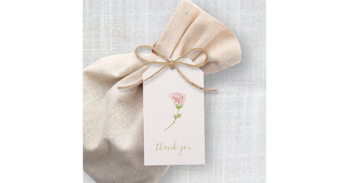 Chic Blush Pink Rose Wedding Thank You Gift Tags | Zazzle
