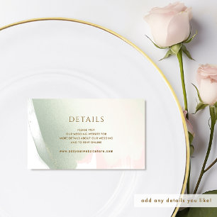 Chic Blush Pink, Sage Wedding Website / Details  Enclosure Card