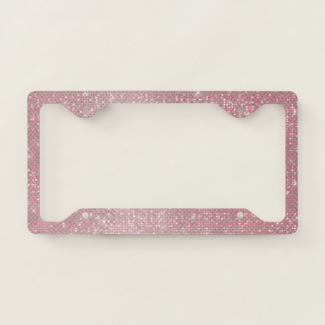 Chic Blush Pink Sparkle License Plate Frame (Front)