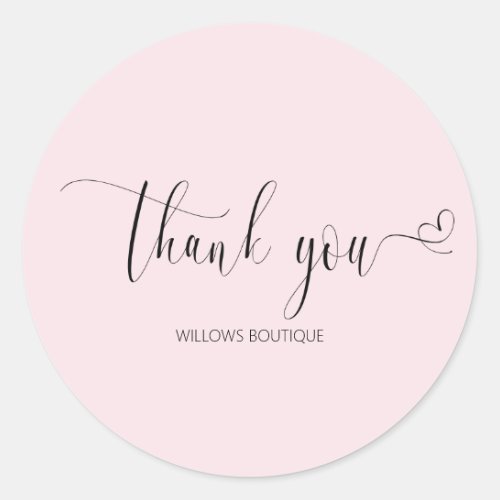 Chic Blush Pink Thank You Calligraphy Classic Round Sticker