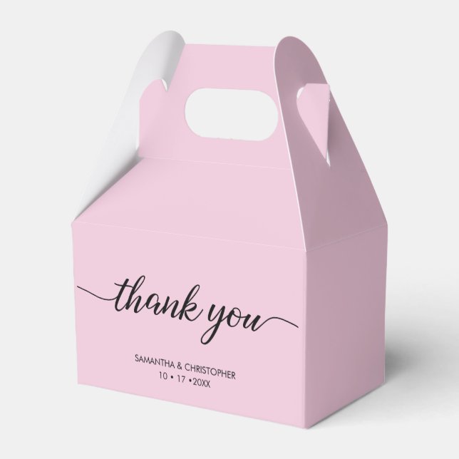 Chic.Blush Pink Thank you Script Wedding  Favor Boxes (Back Side)