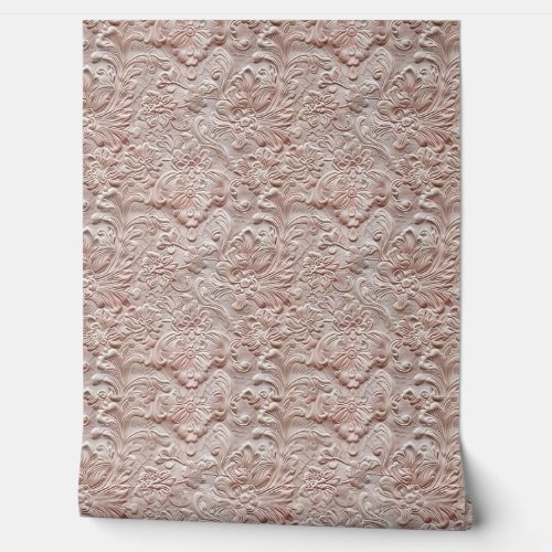 Chic blush pink tooled leather  wallpaper 