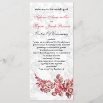 Chic Blush Pink Vintage Floral Wedding Program