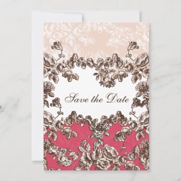 Chic Blush Pink Vintage Floral Wedding Save The Date