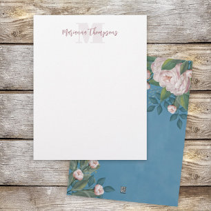 Chic Blush Pink Vintage Rose Floral Elegant Flower Letterhead