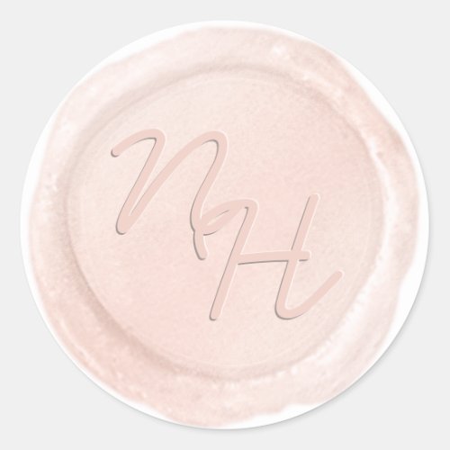 Chic Blush Pink Wax Envelope Seal Monogram Sticker