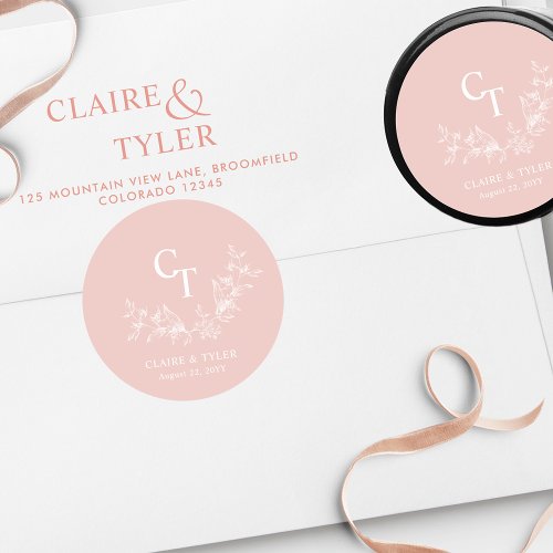 Chic Blush Pink Wedding Envelope Seal  Favor