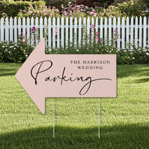 Chic Blush Pink Wedding Parking Sign