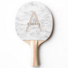 Chic Blush Pink White Marble Script Name Monogram Ping Pong Paddle Chic Blush Pink White Marble Script Name Monogram Ping Pong Paddle