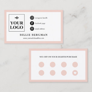 Chic Blush Pink White Social Media & Loyalty Business Card