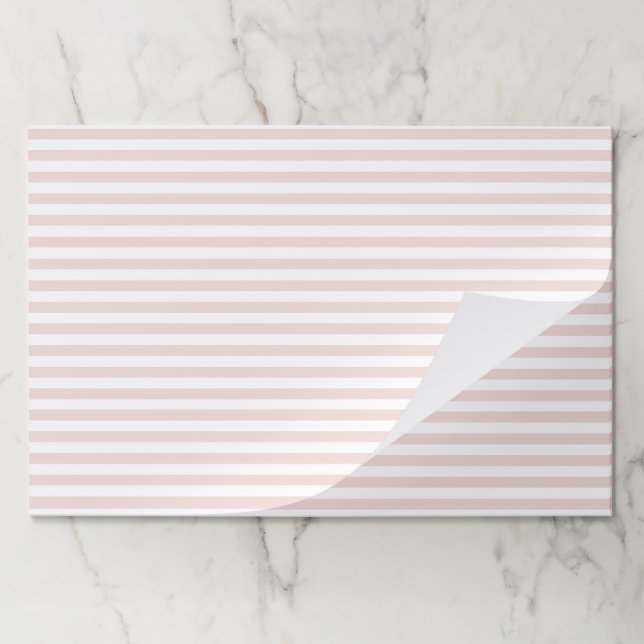 Chic blush pink white stripes cute paper placemats (Folded)