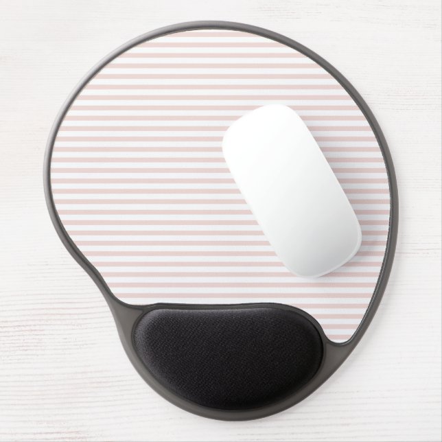 Chic blush pink white thin stripes elegant cute gel mouse pad (Left Side)