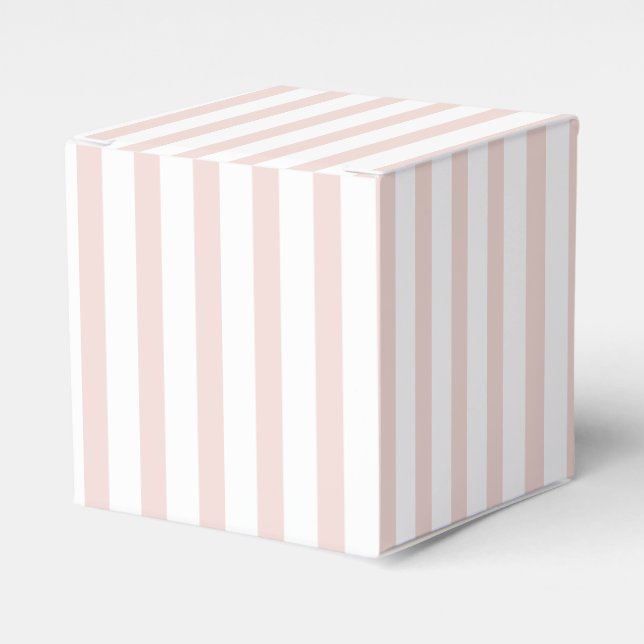 Chic blush pink white vertical stripes elegant favor boxes (Front Side)