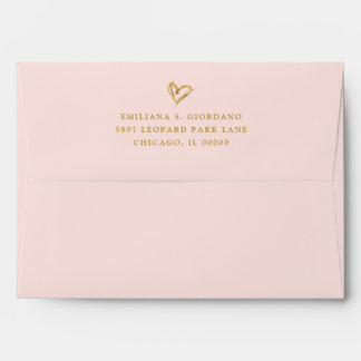 Chic Blush Pink with Gold Heart Envelope