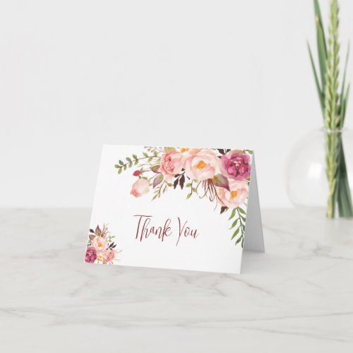 Chic Blush Rose Photo Gratitude Keepsake Style Thank You Card