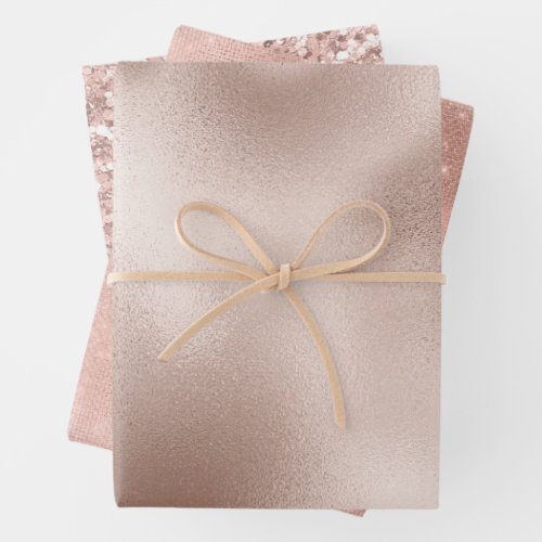 Chic Blush Rose Pink Glam Wrapping Paper Sheets