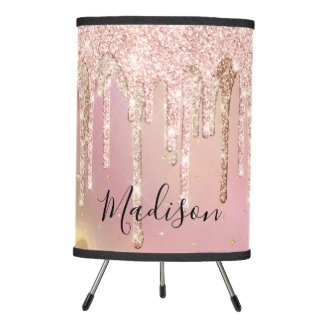 Chic blush rose unicorn dripping glitter monogram