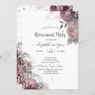 Chic Blush Roses Retirement Invitation