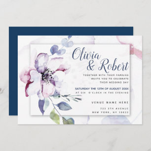 Chic Blush Watercolor Apple Blossom Invitation