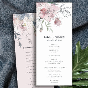 Chic Blush Watercolor Floral Wedding Program