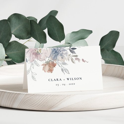 Chic Blush Watercolor Floral Wedding Website Place Card