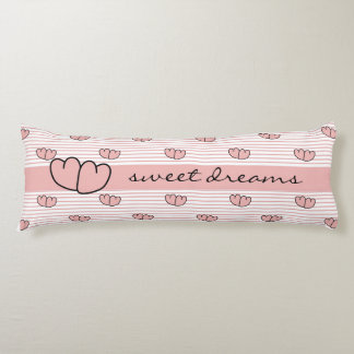 CHIC BODY PILLOW_"SWEET DREAMS" HEARTS/STRIPES BODY PILLOW