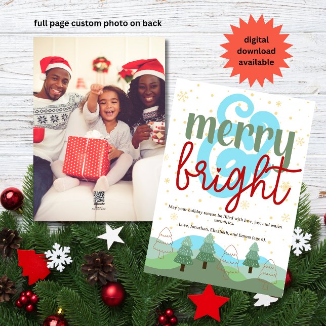 Chic Bohemian Christmas Full Page Photo Holiday Card (Creator Uploaded)