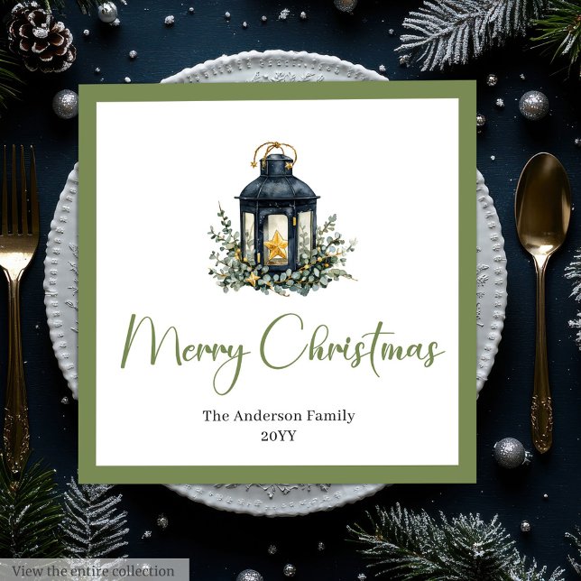 Chic Bohemian Christmas Lantern Rustic Party  Paper Dinner Napkins (Chic Bohemian Christmas Lantern Rustic Party Napkins)