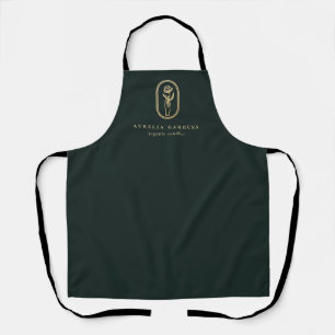 Chic Bohemian Golden Floral Logo Apron