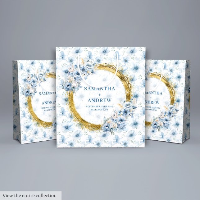 Chic Bohemian Light Blue Gold Wedding Gift Bag (Chic Bohemian Light Blue Gold Wedding Gift Bag)