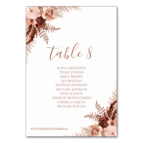 Chic Bohemian Seating Plan Cards with Guest Name