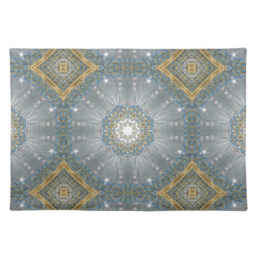 Chic Bohemian Vintage Fashion Silver blue mandala Placemat