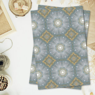 Chic Bohemian Vintage Fashion Silver blue mandala Tissue Paper