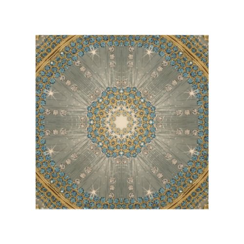 Chic Bohemian Vintage Fashion Silver blue mandala Wood Wall Art