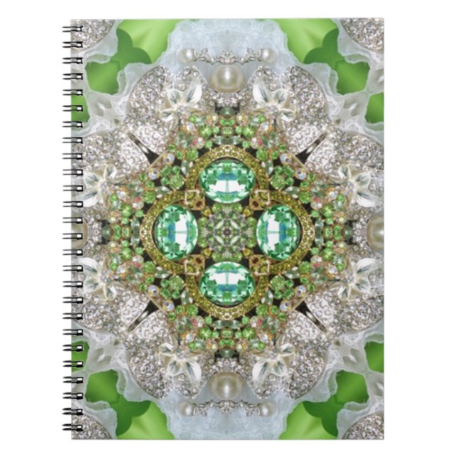 Chic Bohemian Vintage Fashion teal emerald green Notebook (Front)