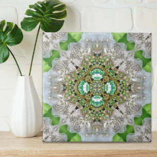 Chic Bohemian Vintage Fashion teal emerald green Tile
