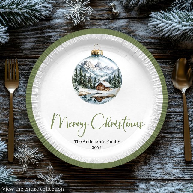 Chic Bohemian Winter Scene Rustic Christmas Plates (Chic Bohemian Winter Scene Rustic Christmas Plates)
