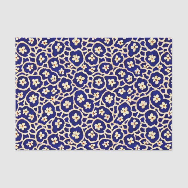 Chic Boho Anemone Dark Blue Pattern  Tissue Paper (Front)
