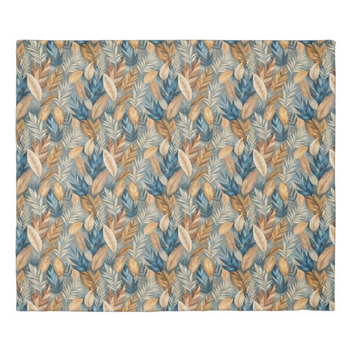 Chic boho autumn neutral terracotta sage leaves duvet cover