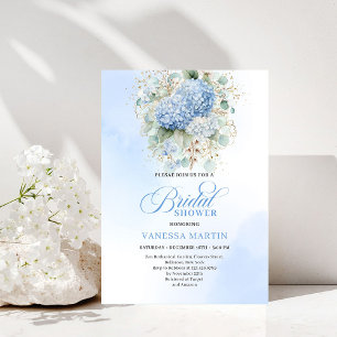 Chic Boho Blue Hydrangeas Bridal Shower Invitation