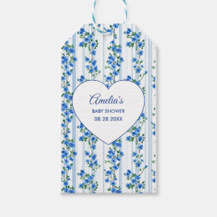 Chic Boho Blue Wildflower Boy floral Baby Shower Gift Tags