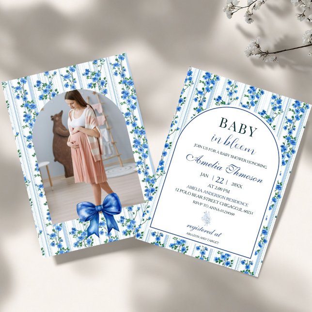 Chic Boho Blue Wildflower Boy floral Baby Shower Invitation (Creator Uploaded)