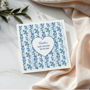 Chic Boho Blue Wildflower Boy floral Baby Shower Napkins