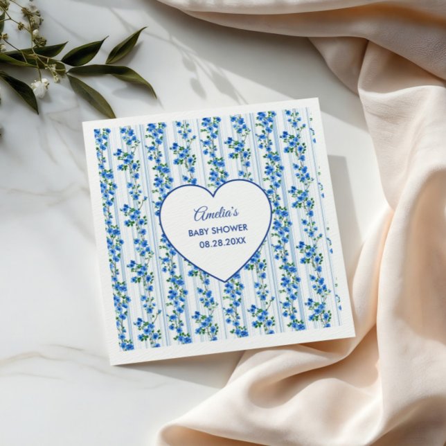 Chic Boho Blue Wildflower Boy floral Baby Shower  Napkins (Creator Uploaded)
