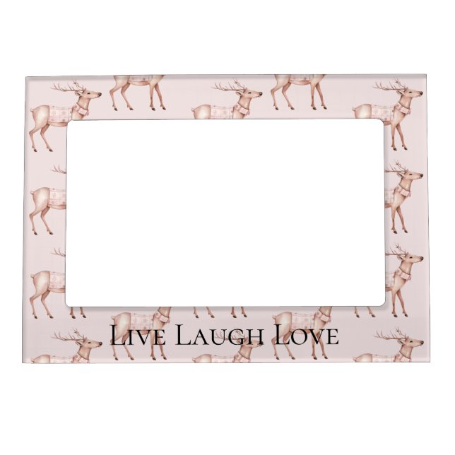 Chic Boho Blush Pink Christmas Deer Magnetic Frame (Front)