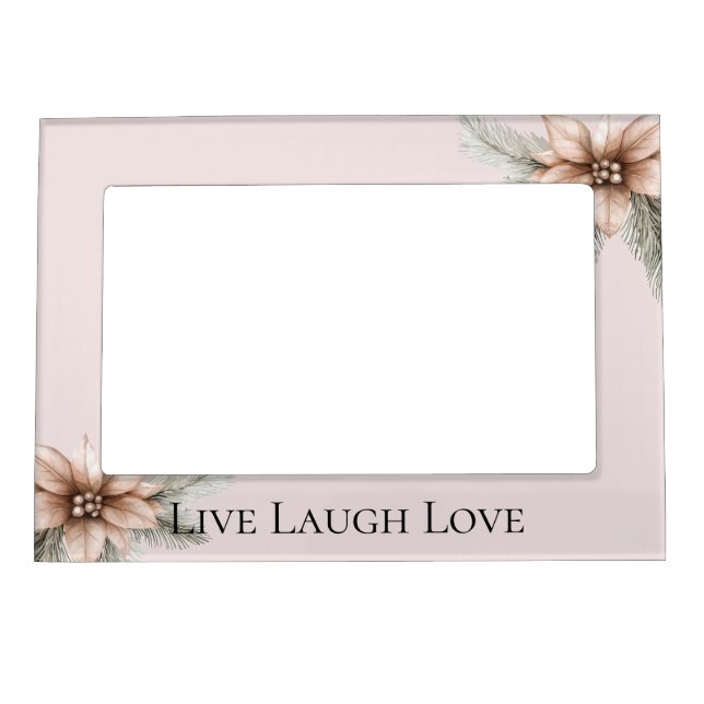 Chic Boho Blush Pink Christmas Floral Magnetic Frame (Front)