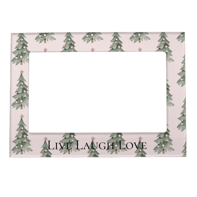 Chic Boho Blush Pink Christmas Trees Magnetic Frame (Front)