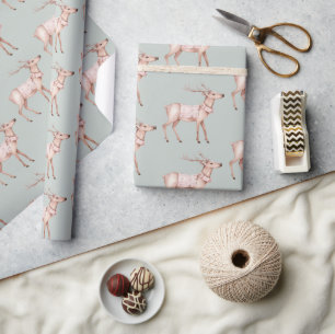 Chic Boho Blush Pink Green Wrapping Paper